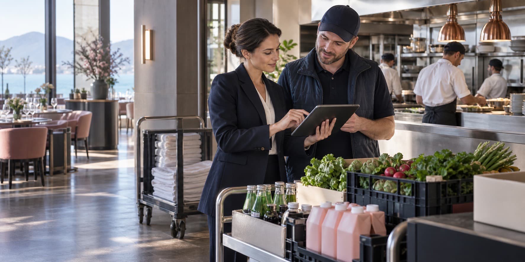 A pohostinství nákupního manažera přezkumu čerstvé dodávky